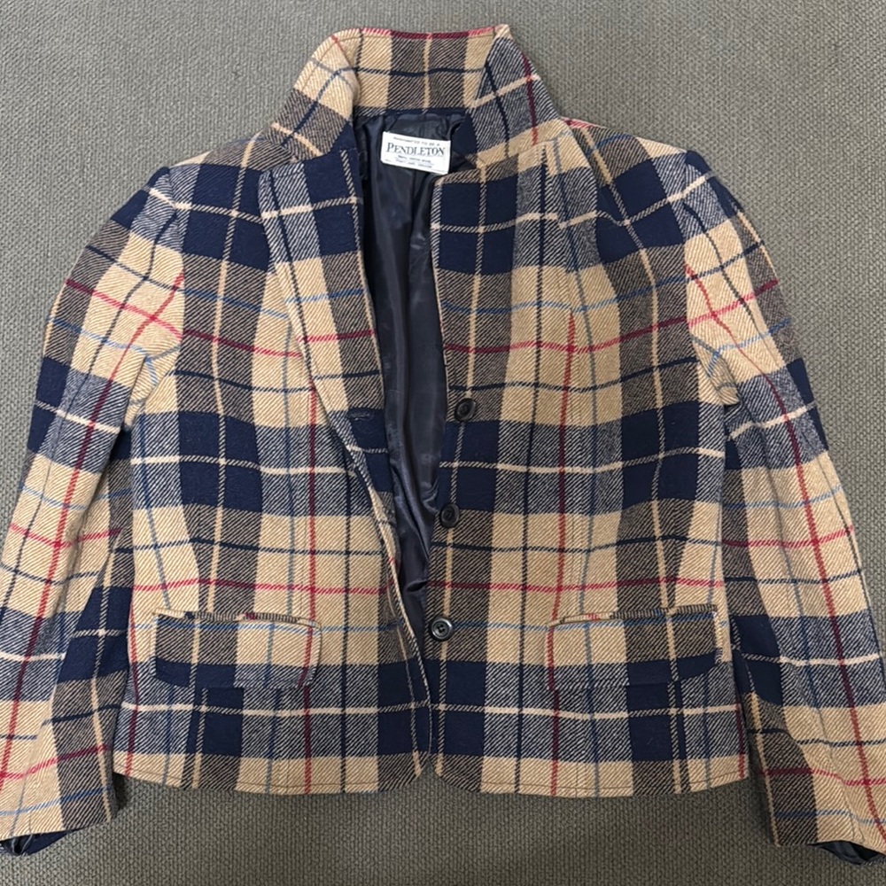 Pendleton Women's Plaid Jacket - Beige And Navy - image 1